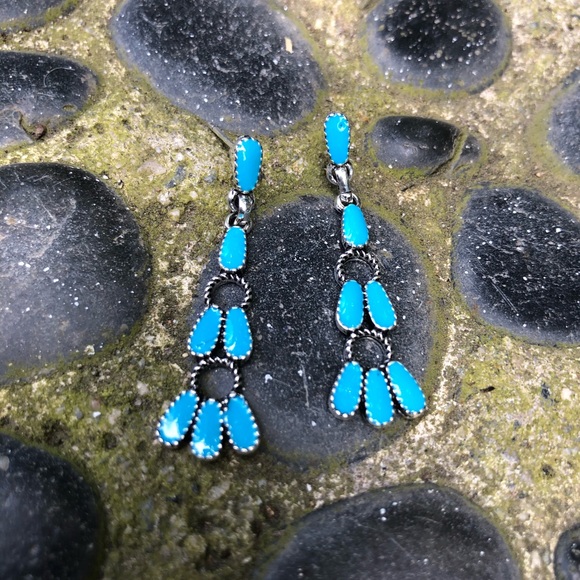 Native American Turquoise Dangle Earrings - Picture 3 of 14